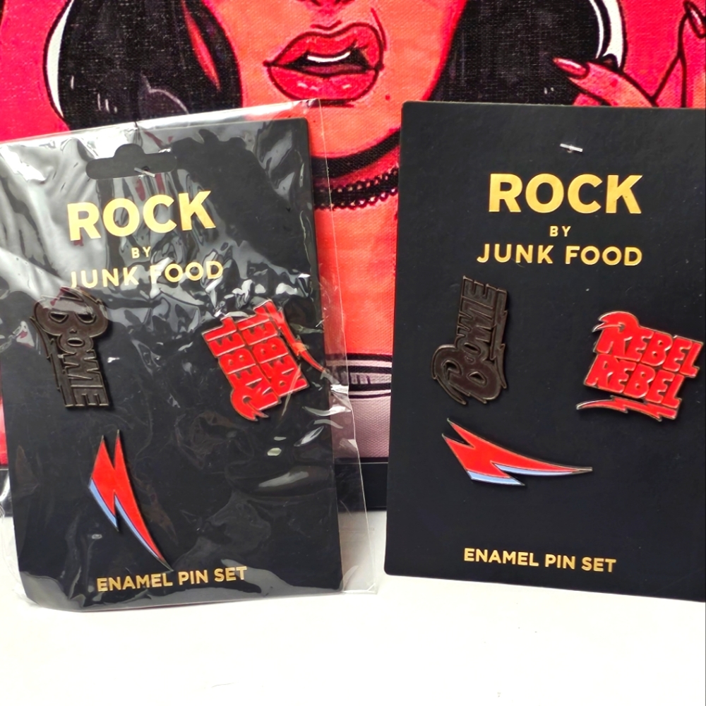 2 New David Bowie Junk Food Pin Sets